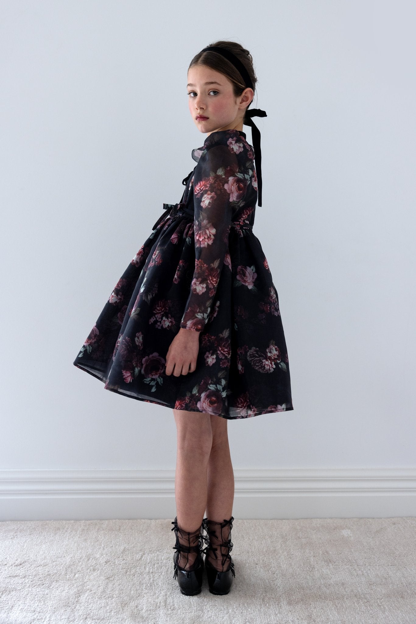 Black Floral Organza Dress