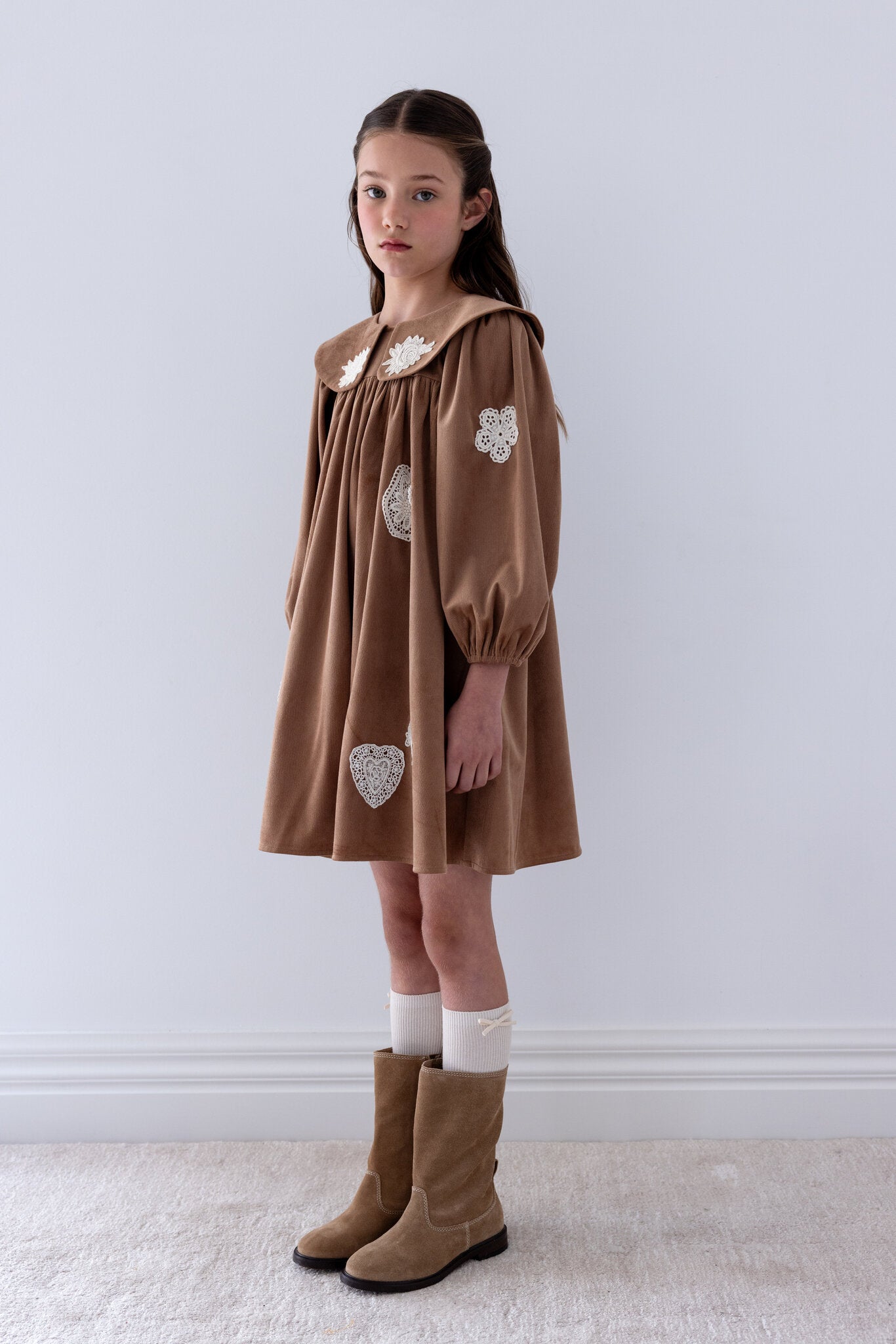 Scattered Applique Cord Dress