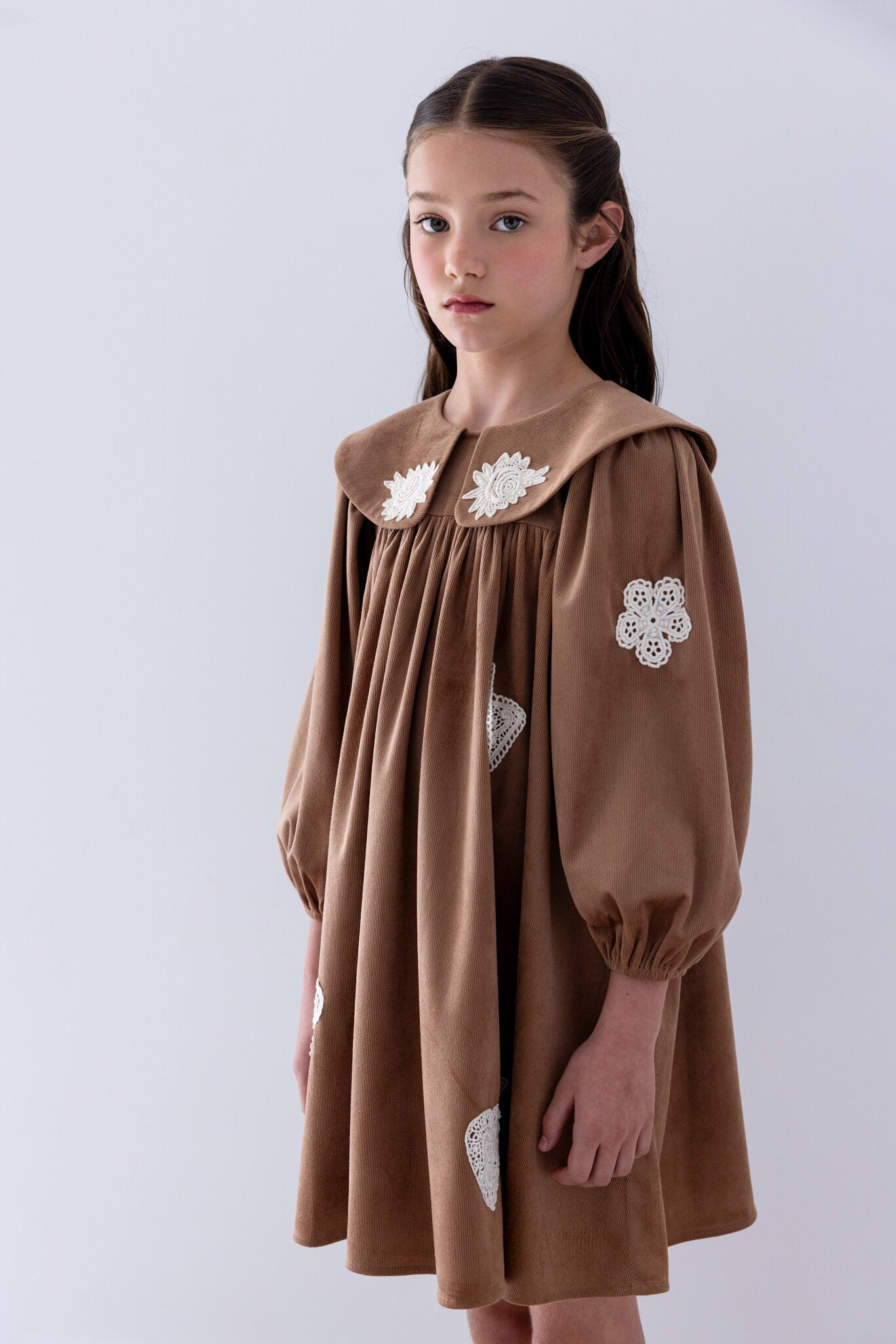 Scattered Applique Cord Dress