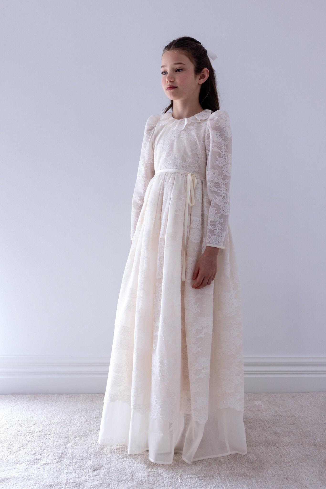 Lace Overlay Organza Gown