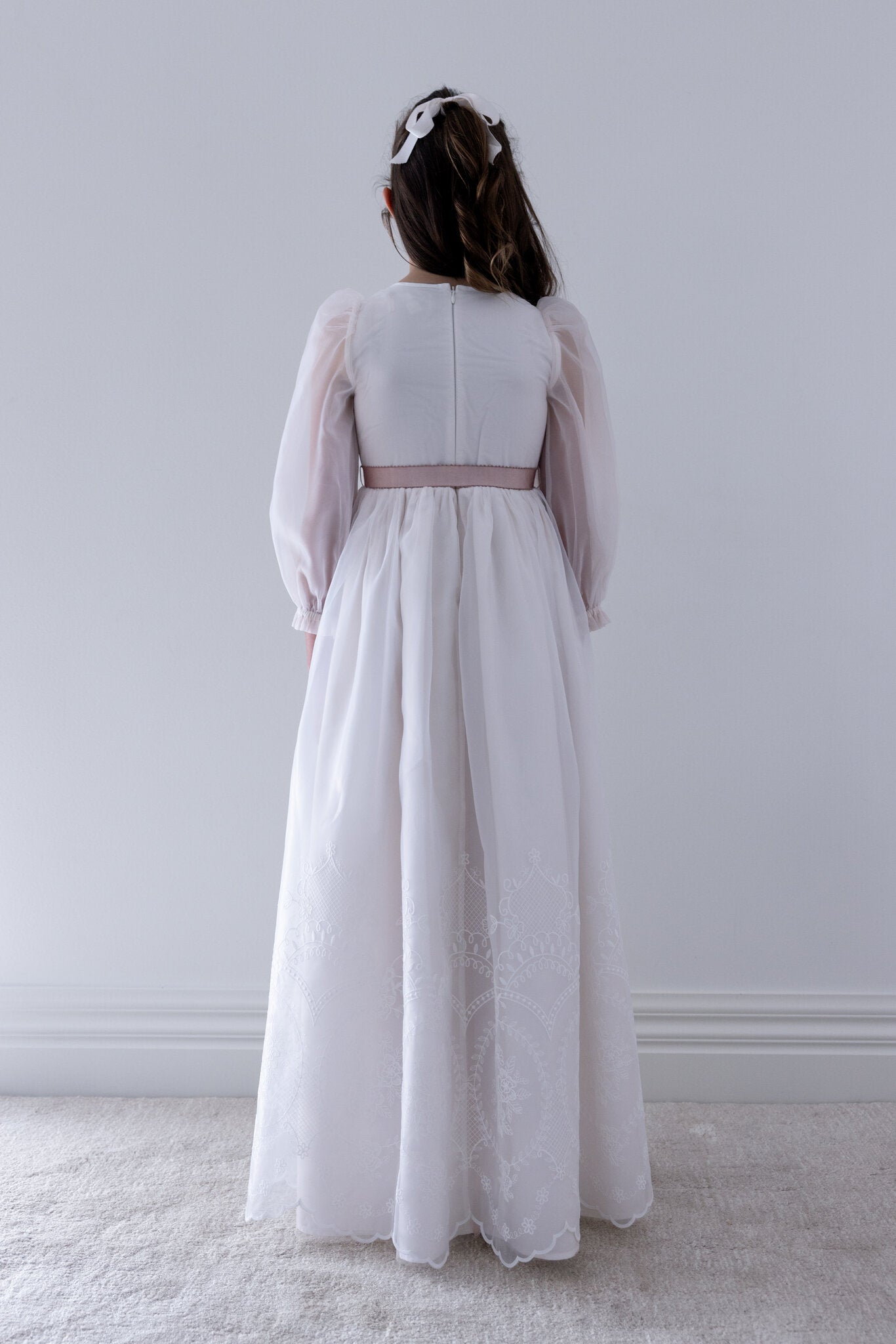 Embroidered Cameo Organza Gown