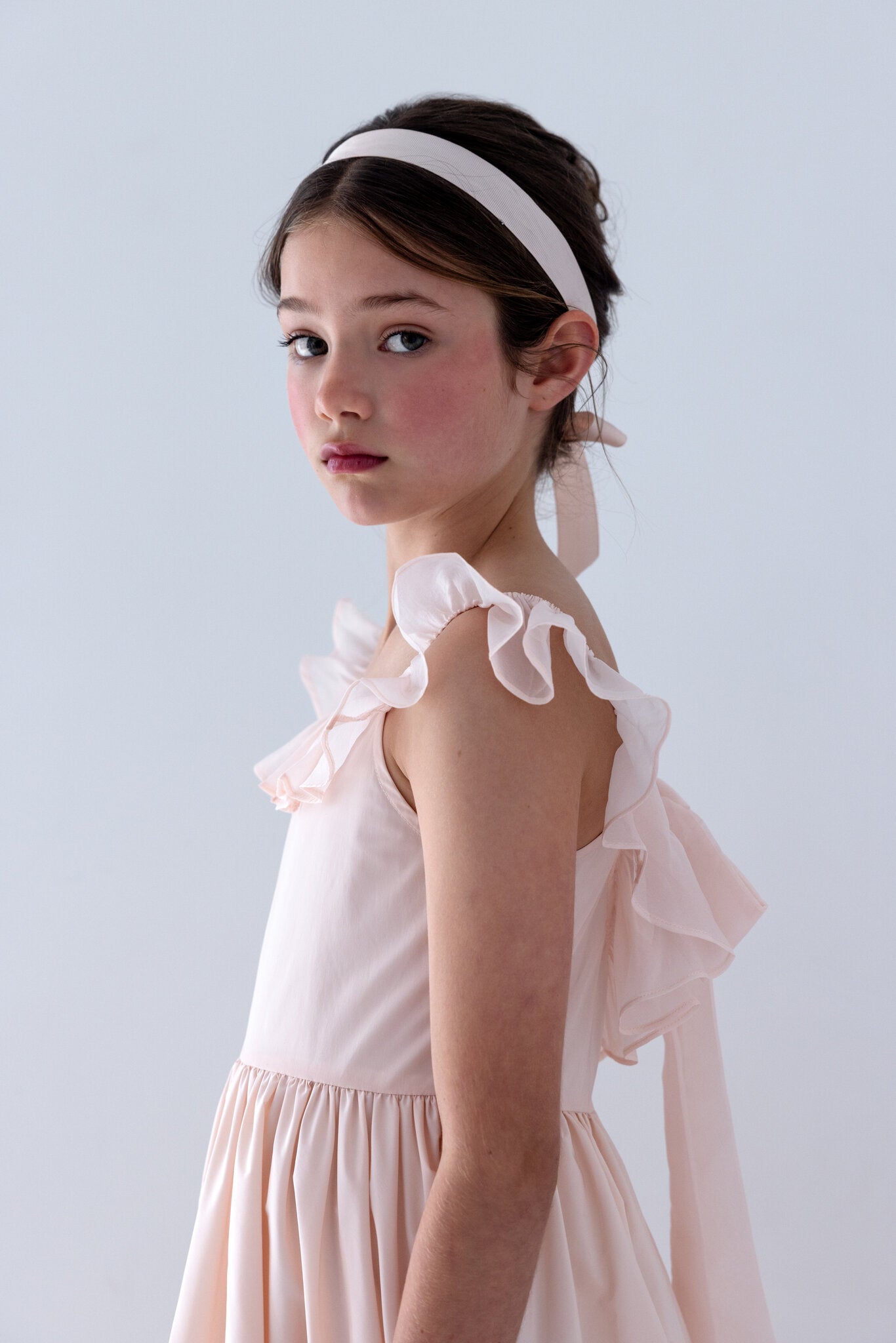 Organza Ruffle Neck Taffeta Dress