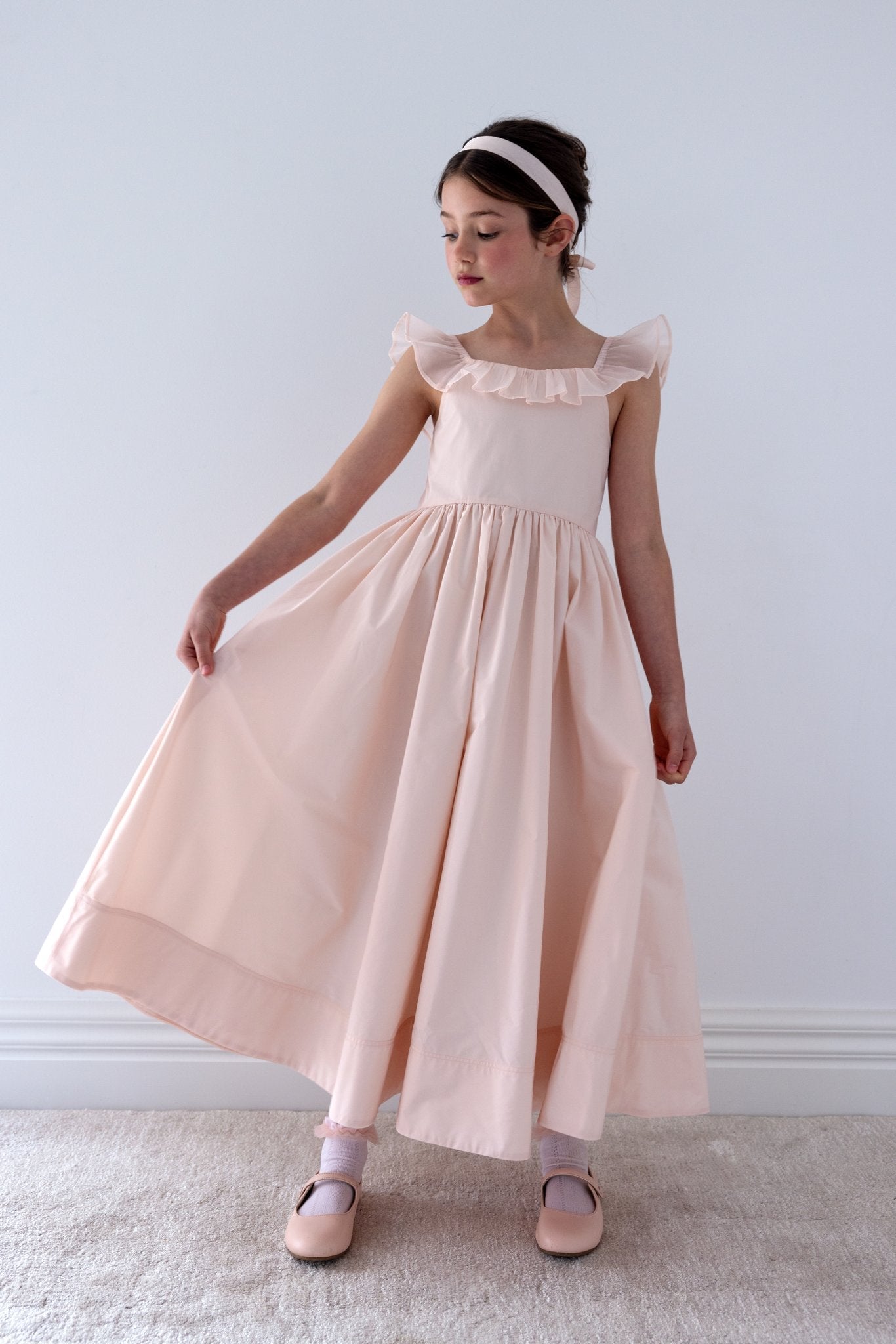 Organza Ruffle Neck Taffeta Dress