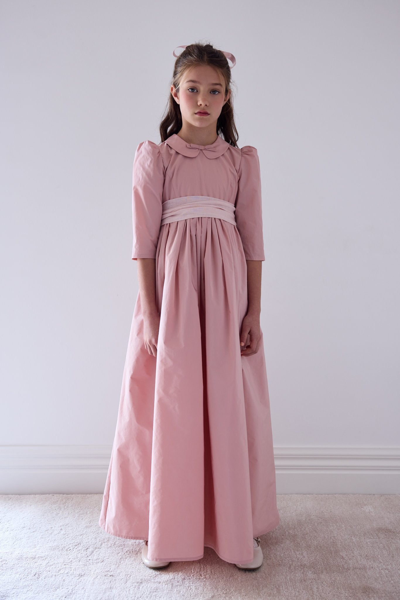 Taffeta Gown With Sash