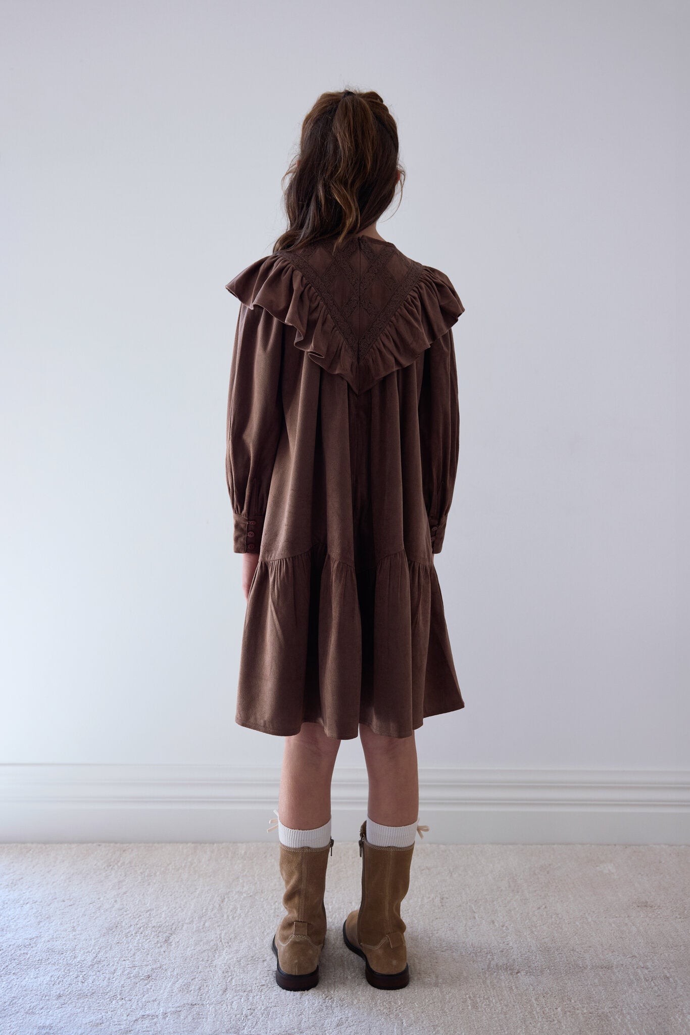 Criss Cross Cord Dress - Chocolate