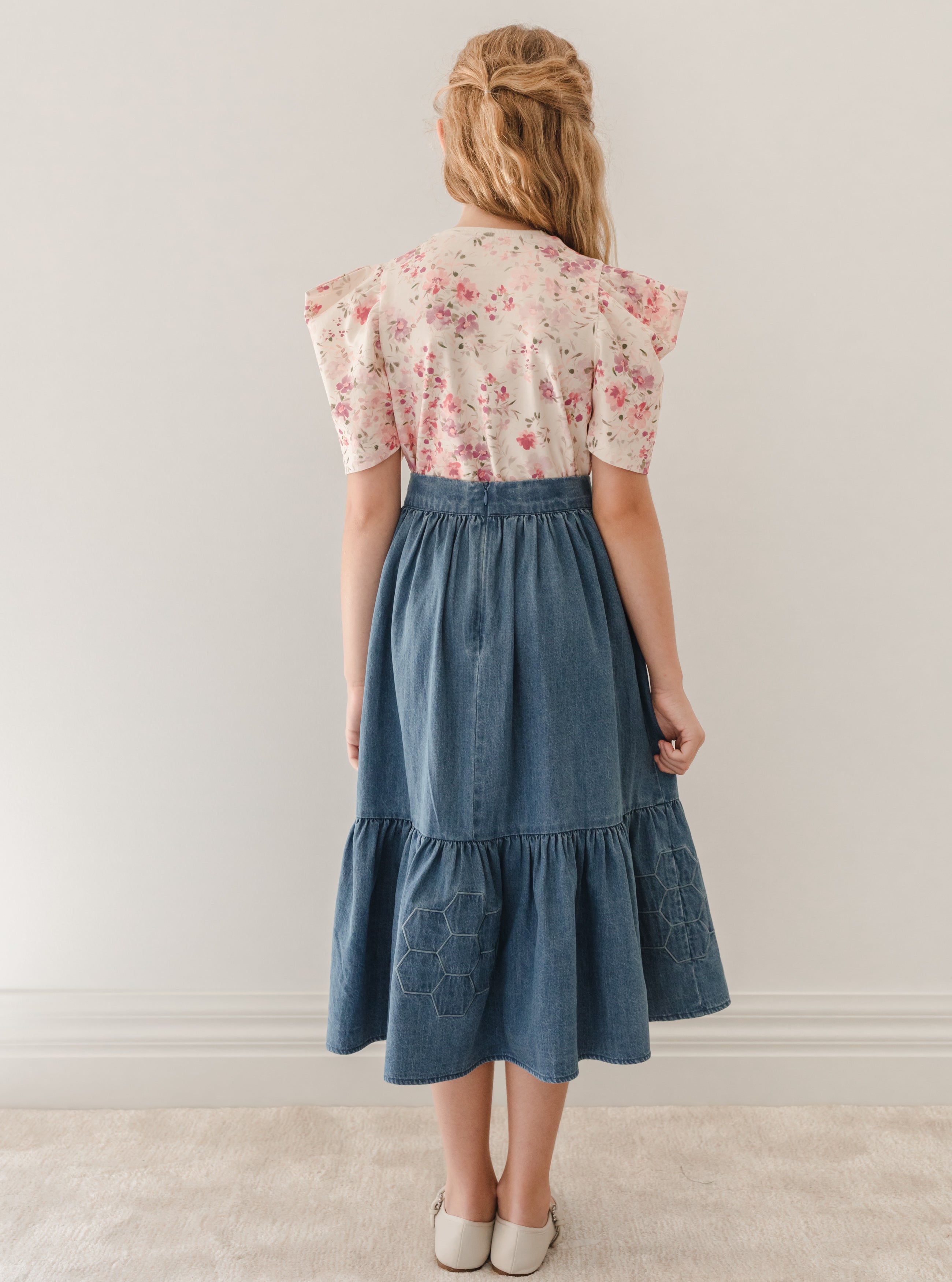 Patchwork Chambray Skirt