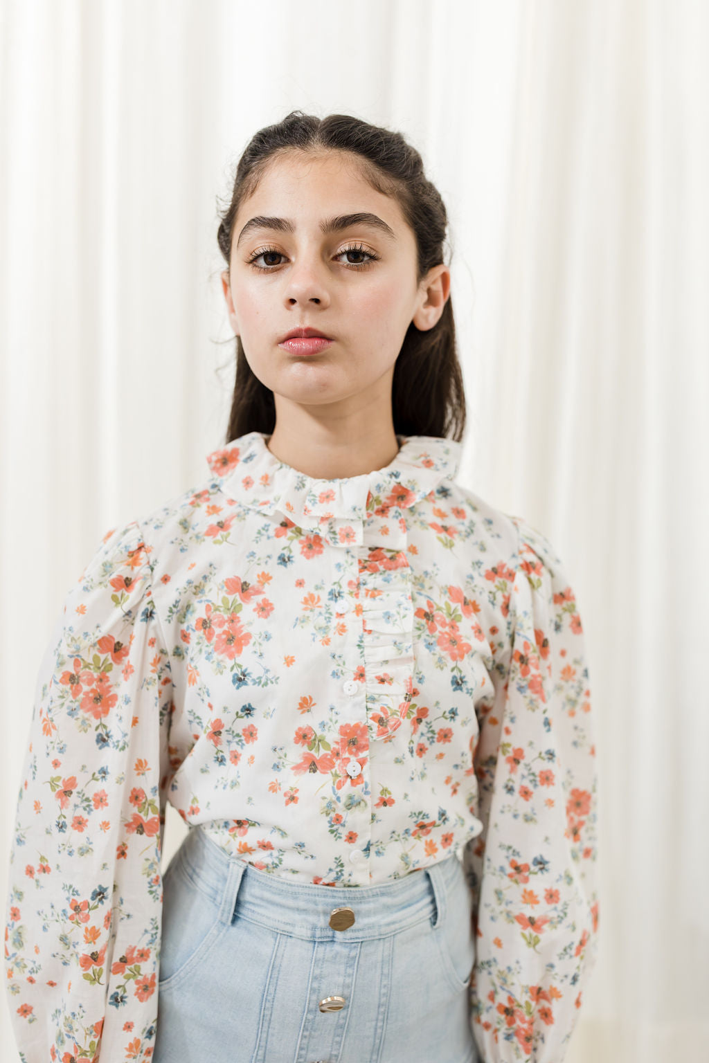 Coral Floral Voile Shirt