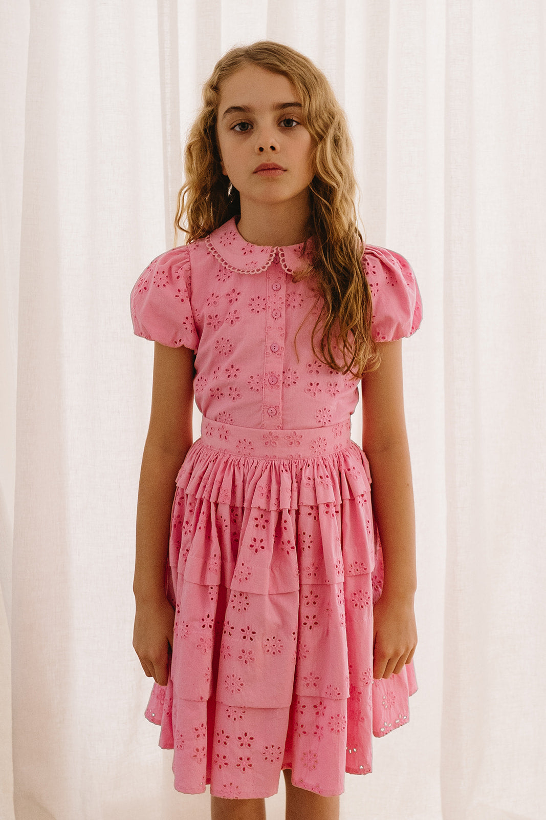 Pleated Eyelet Skirt