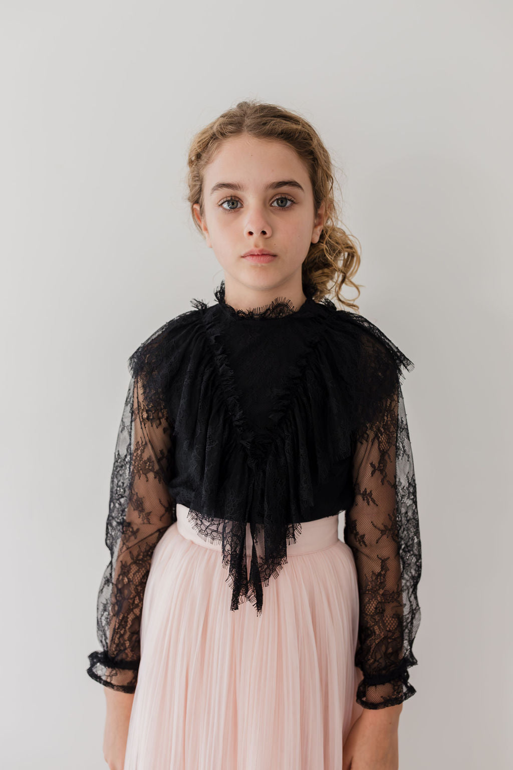 Long Sleeve French Lace Shell Top