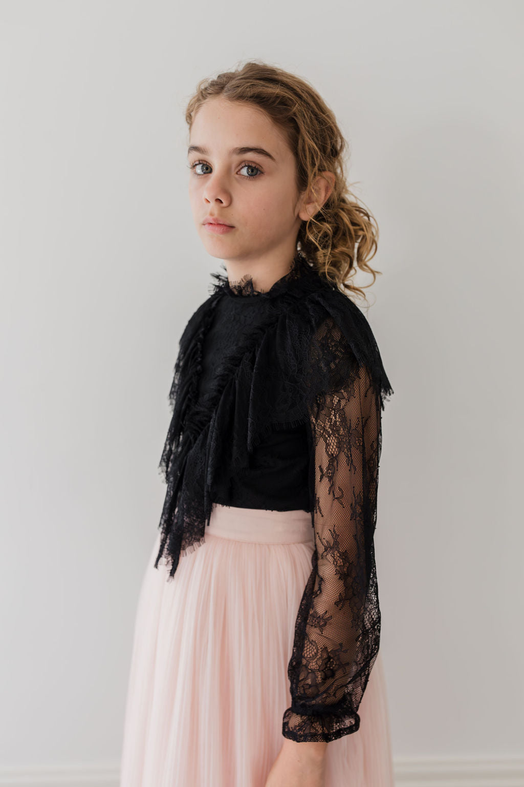 Long Sleeve French Lace Shell Top