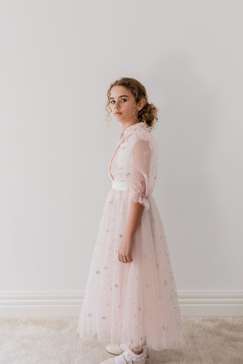 Embroidered Bow Tulle Ball Skirt