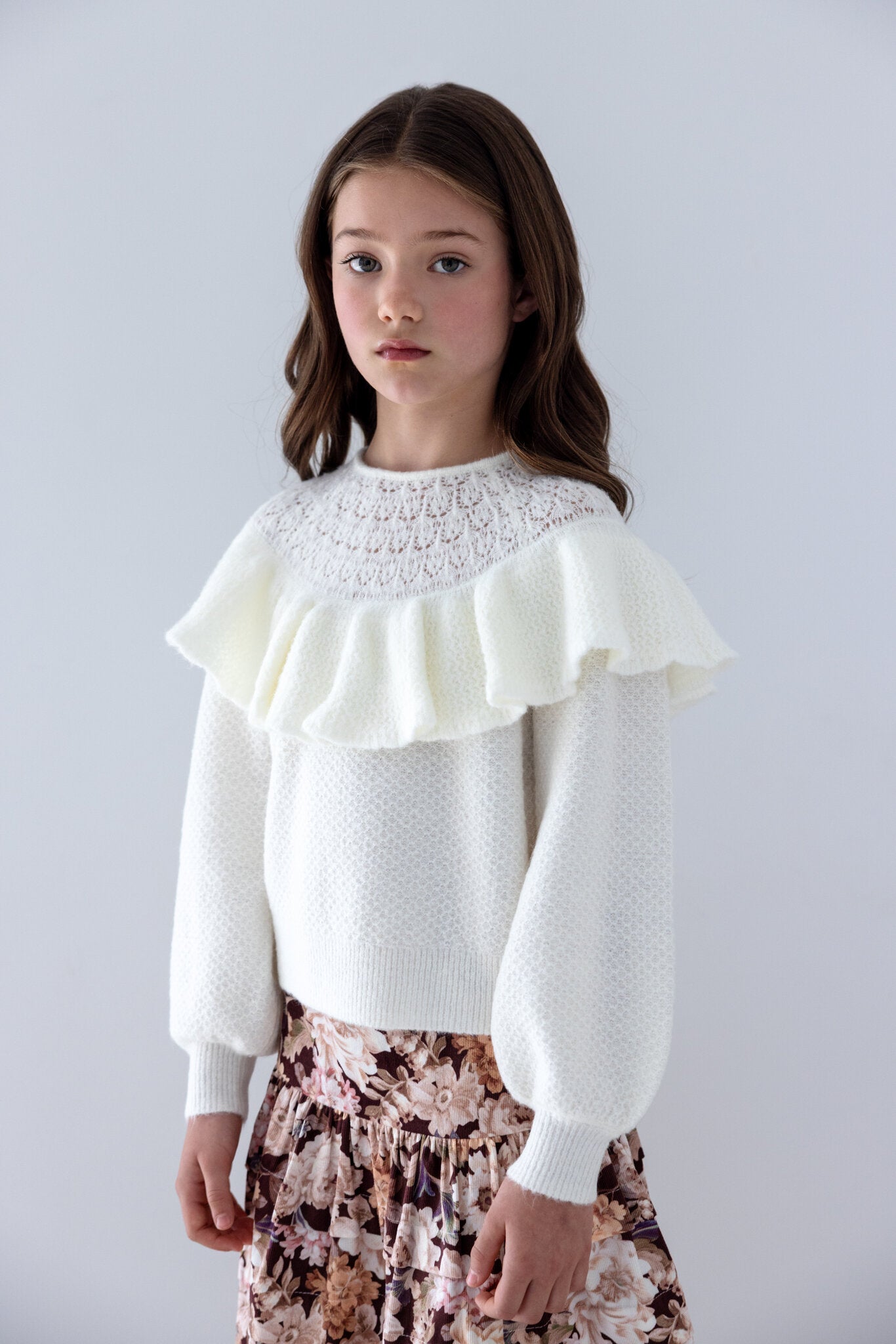 Pointelle Ruffle Sweater