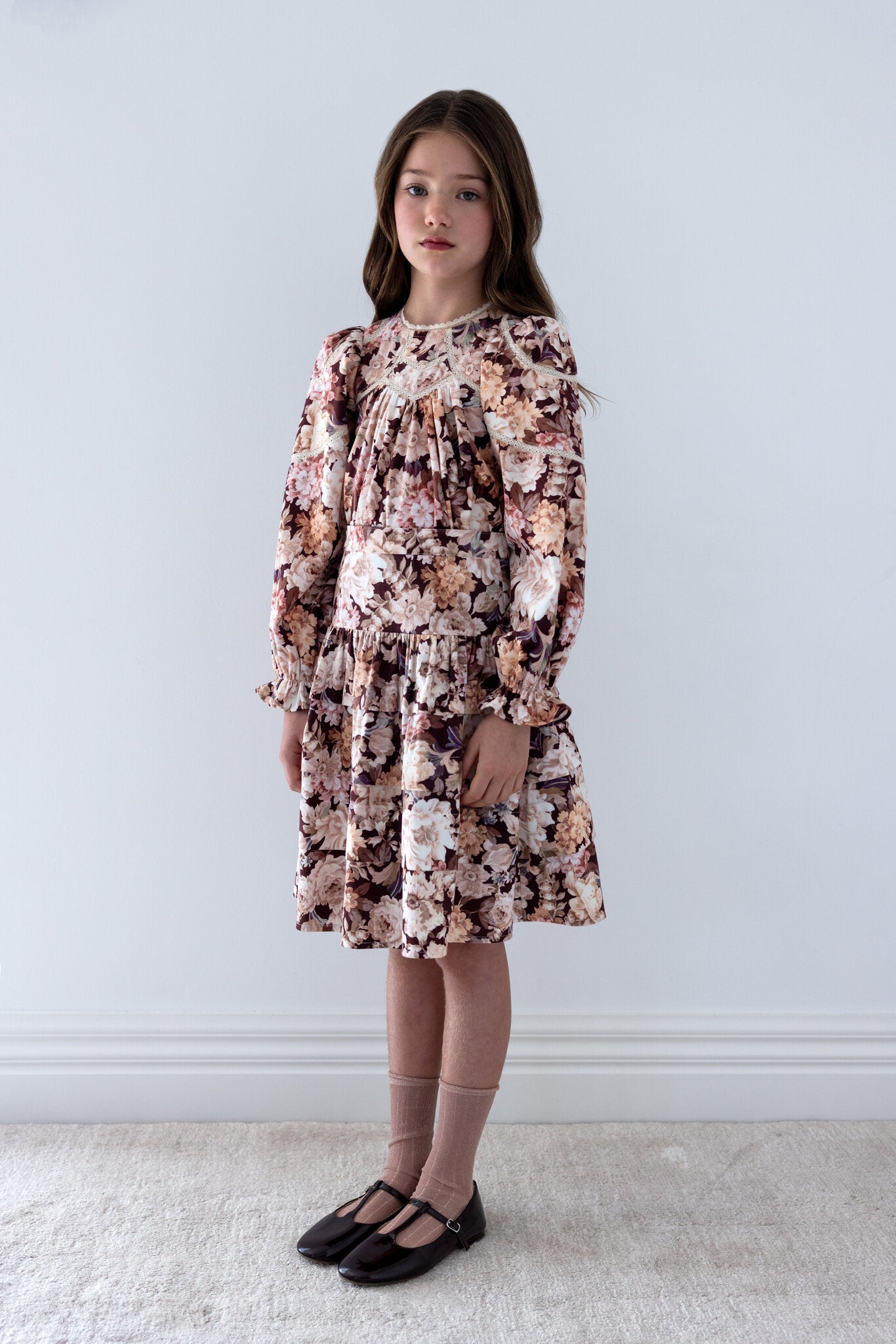 Winter Bloom Print Cord Skirt