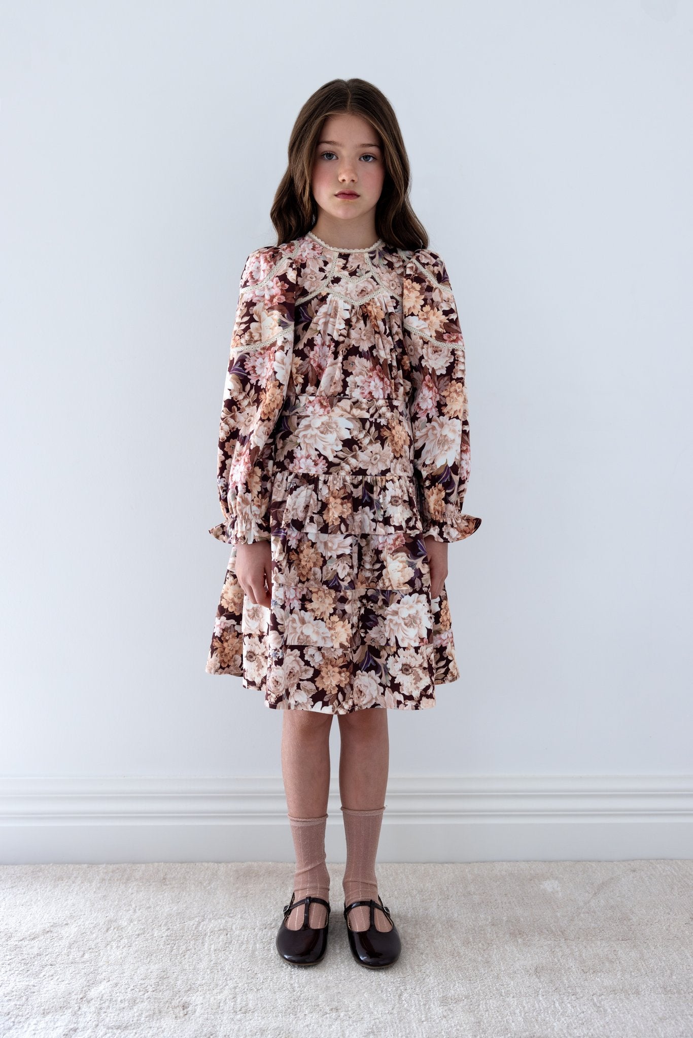 Winter Bloom Print Cord Skirt