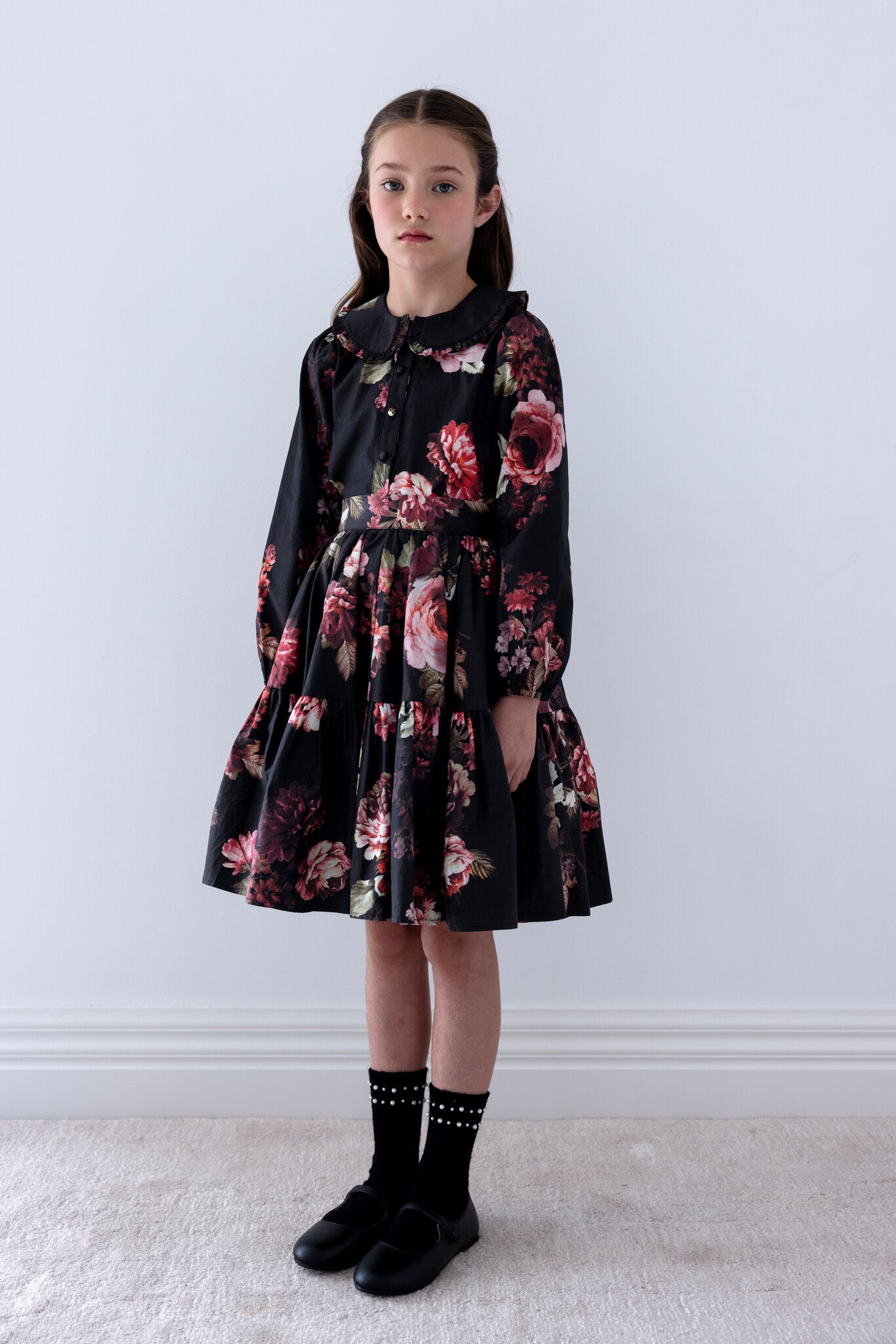 Black Floral Poplin Blouse