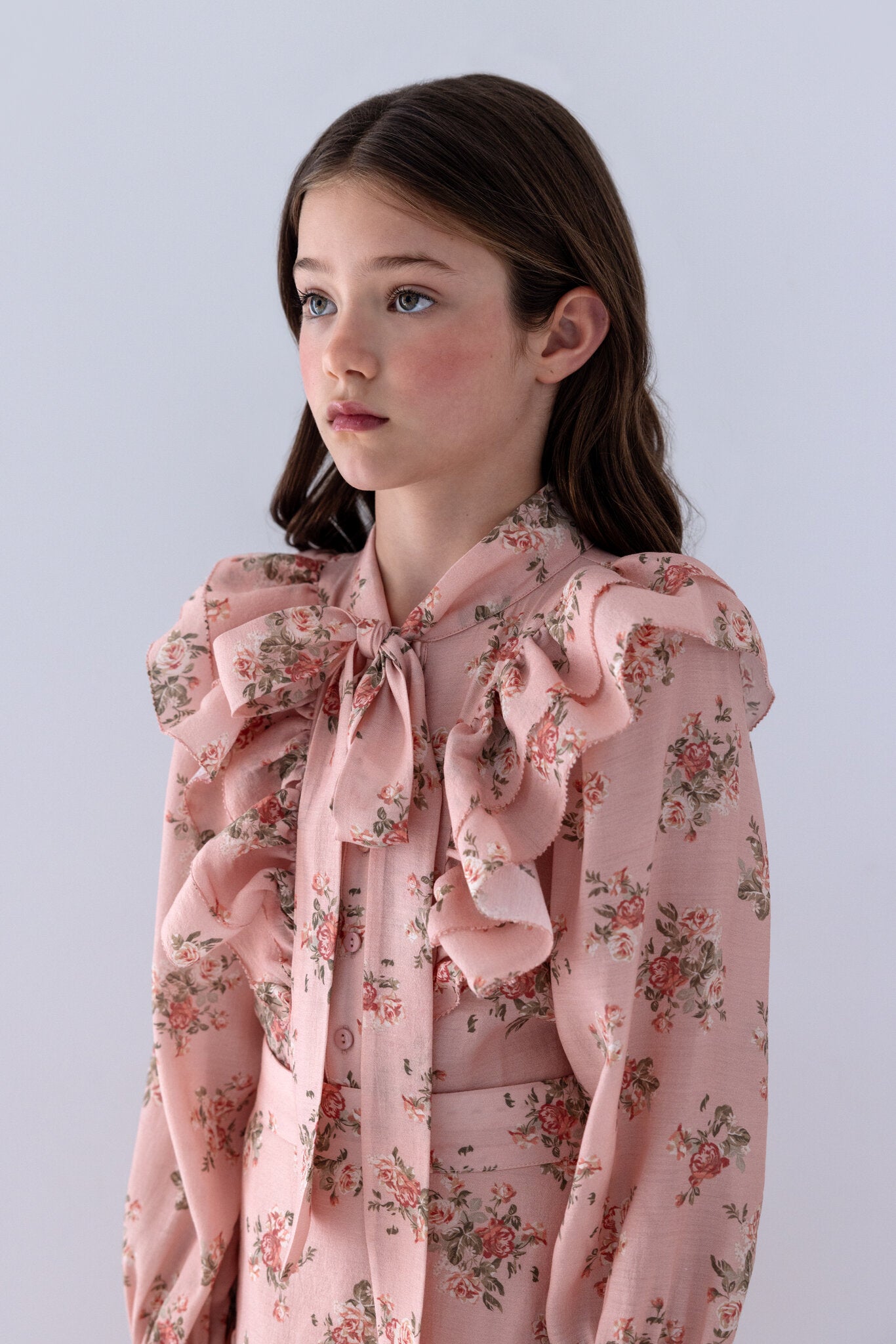 Vintage Roses Tie Neck Blouse
