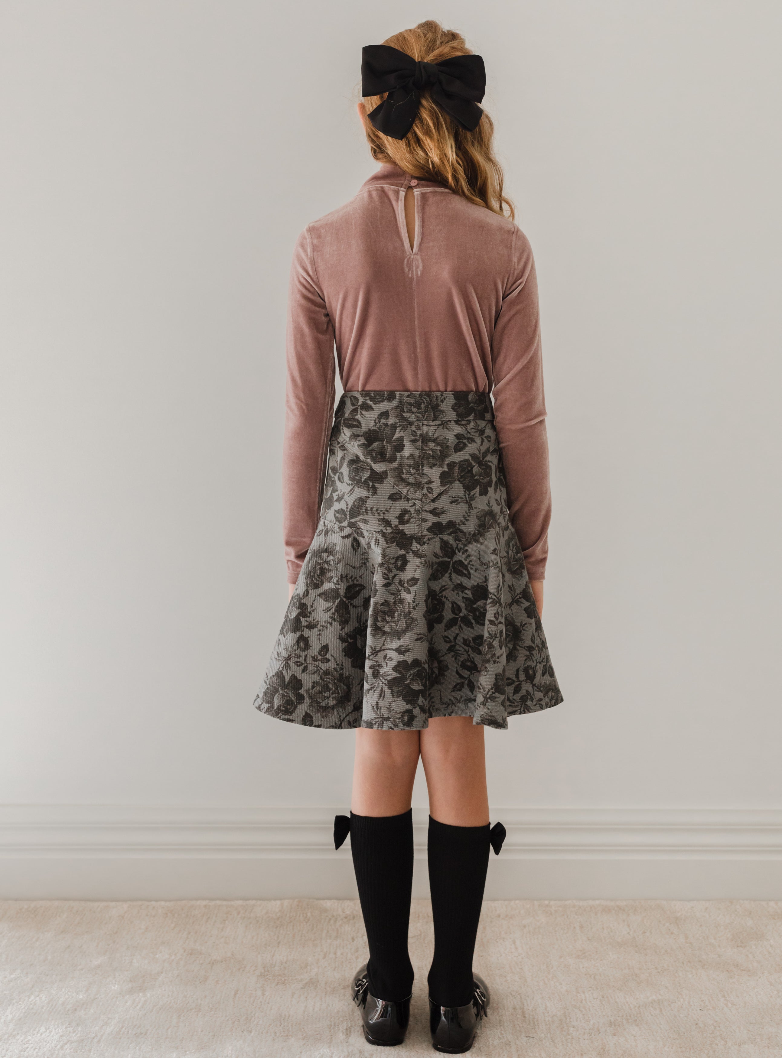 Black Rose Printed Denim Skirt