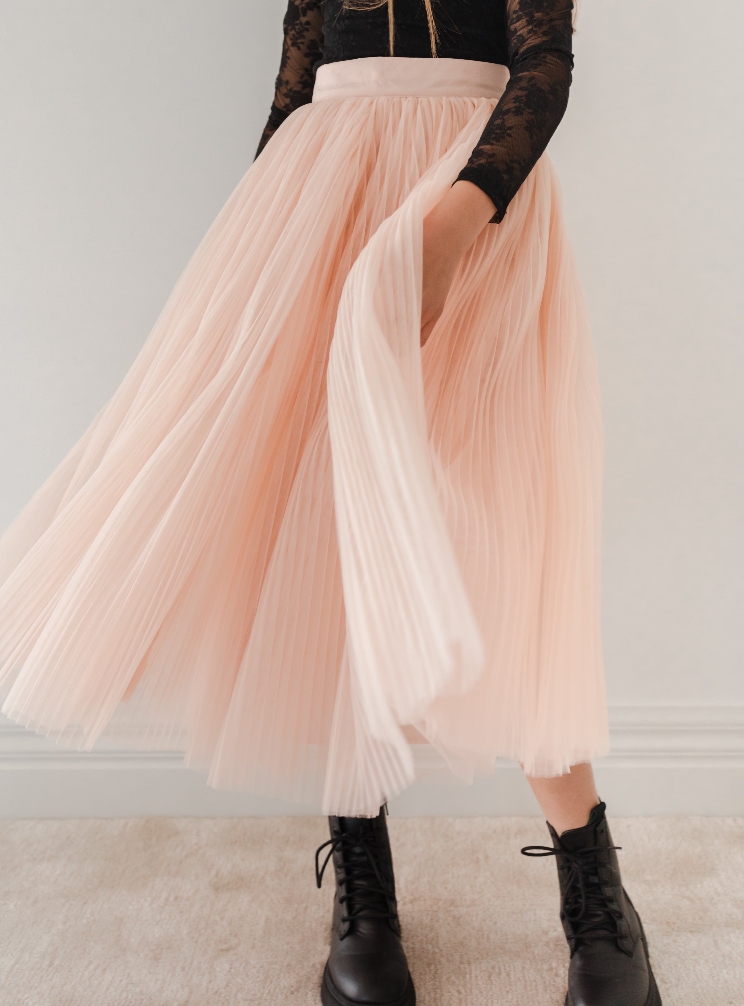 Pleated Tulle Full Skirt