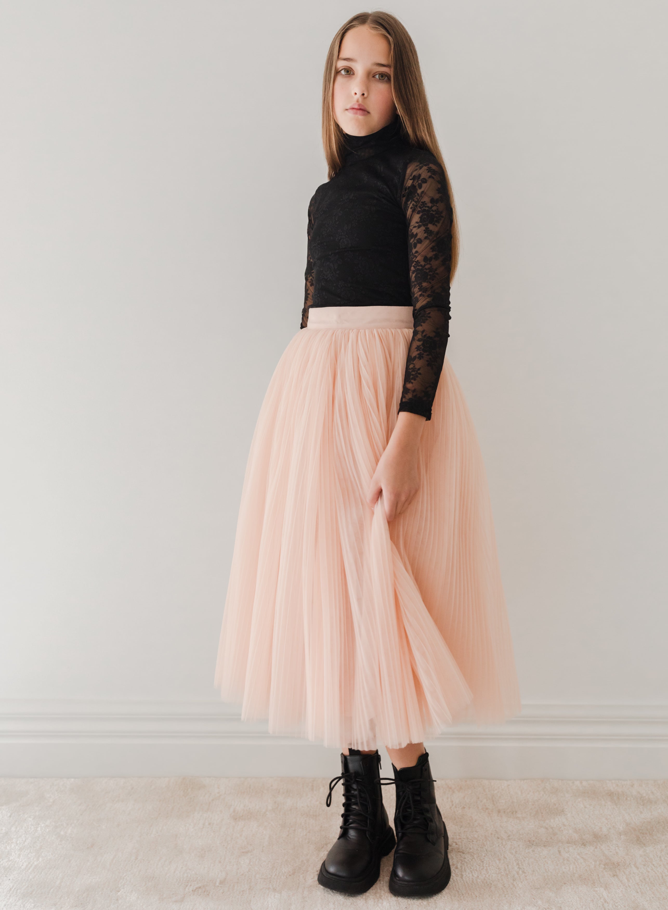 Pleated Tulle Full Skirt