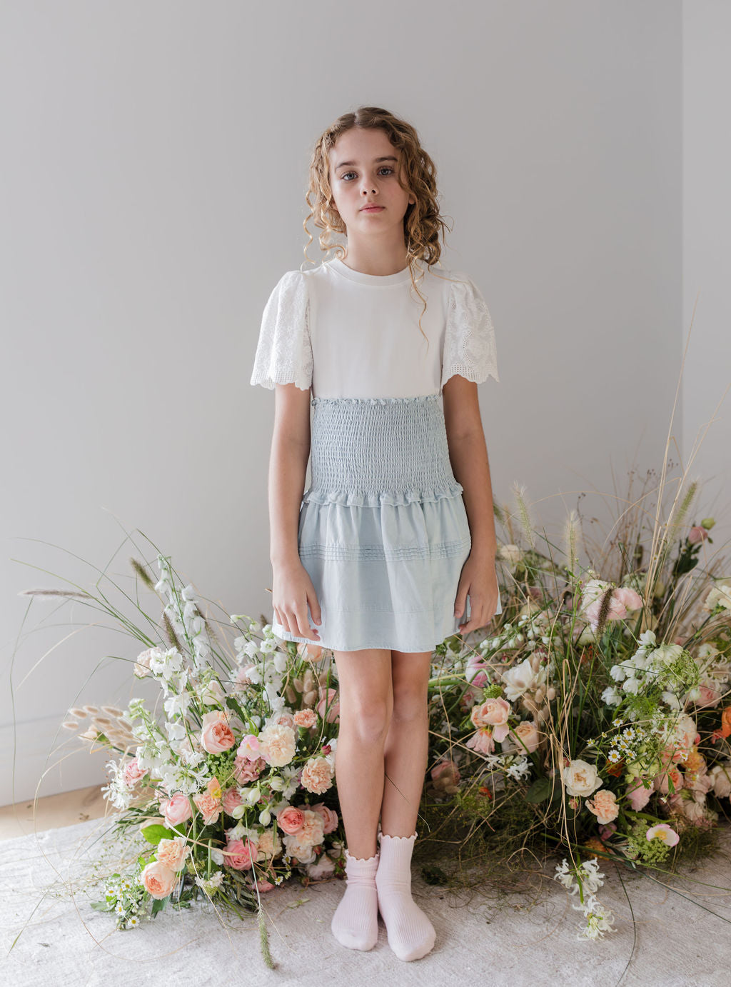 Woven Embroidered Sleeve Tee
