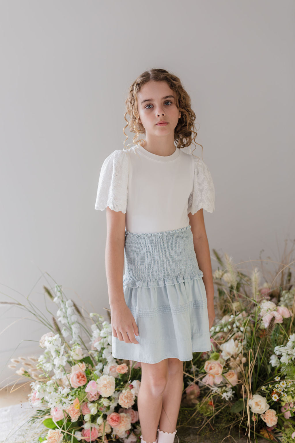 Woven Embroidered Sleeve Tee