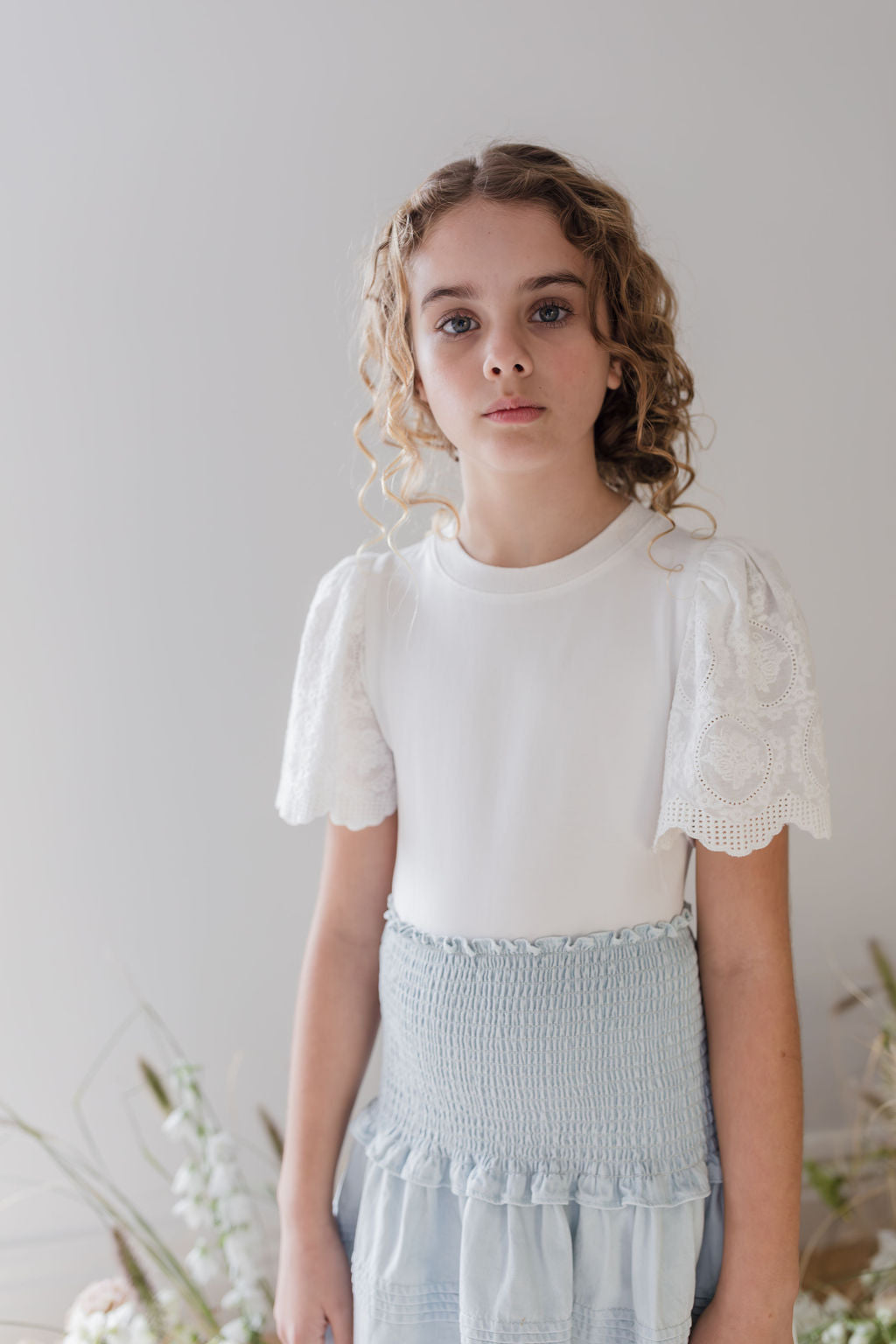 Woven Embroidered Sleeve Tee