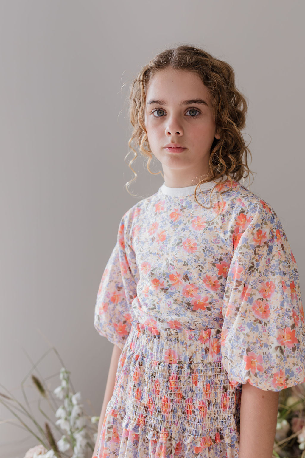 Shirred Waist Flare Voile Skirt