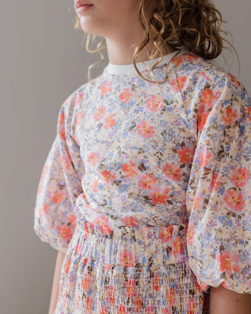 Shirred Waist Flare Voile Skirt
