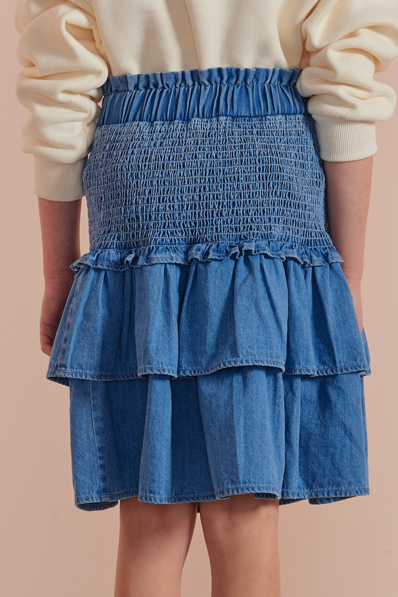 Chambray Tiered Skirt