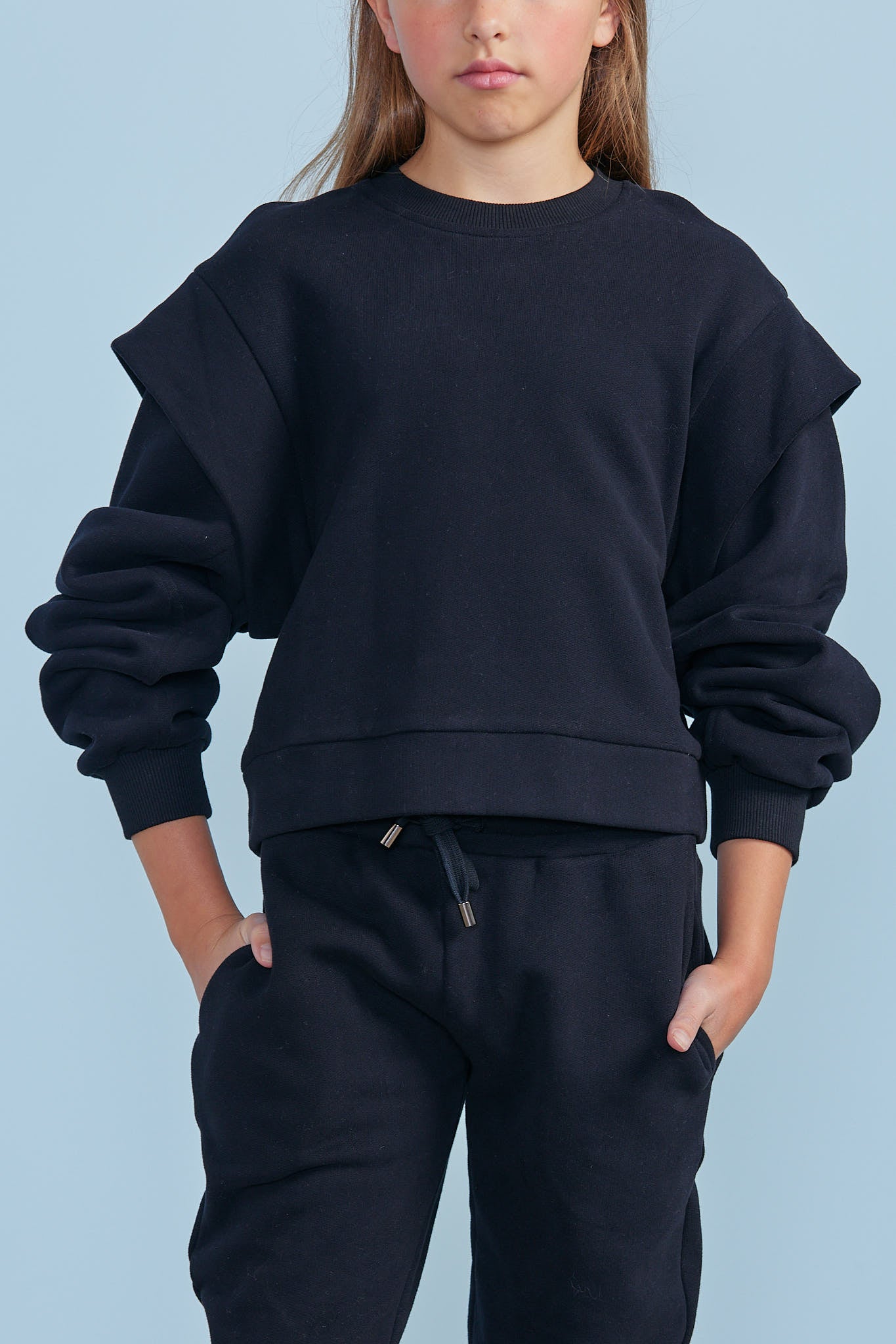 Extended Sleeve Sweat Top - Black