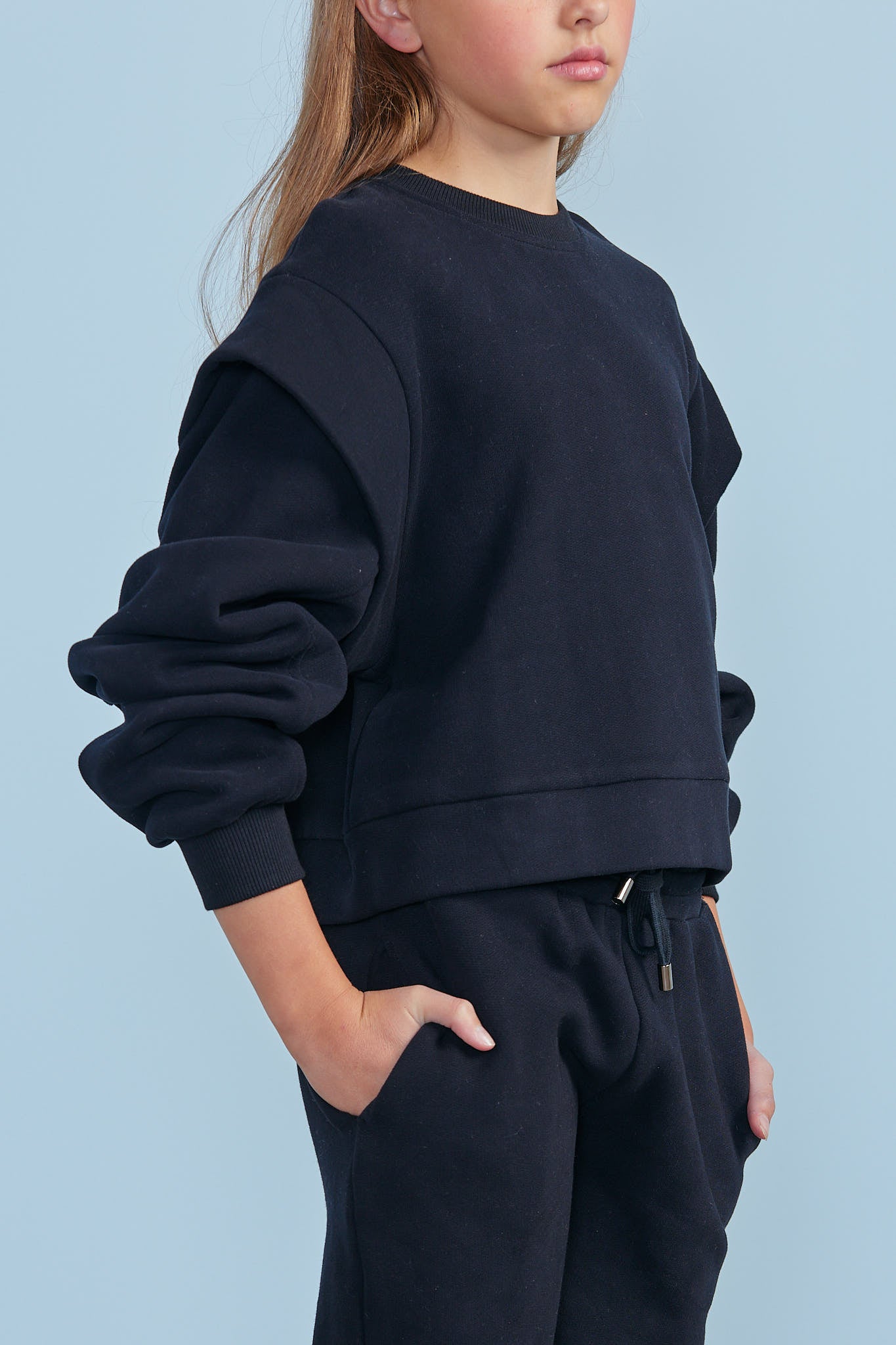 Extended Sleeve Sweat Top - Black