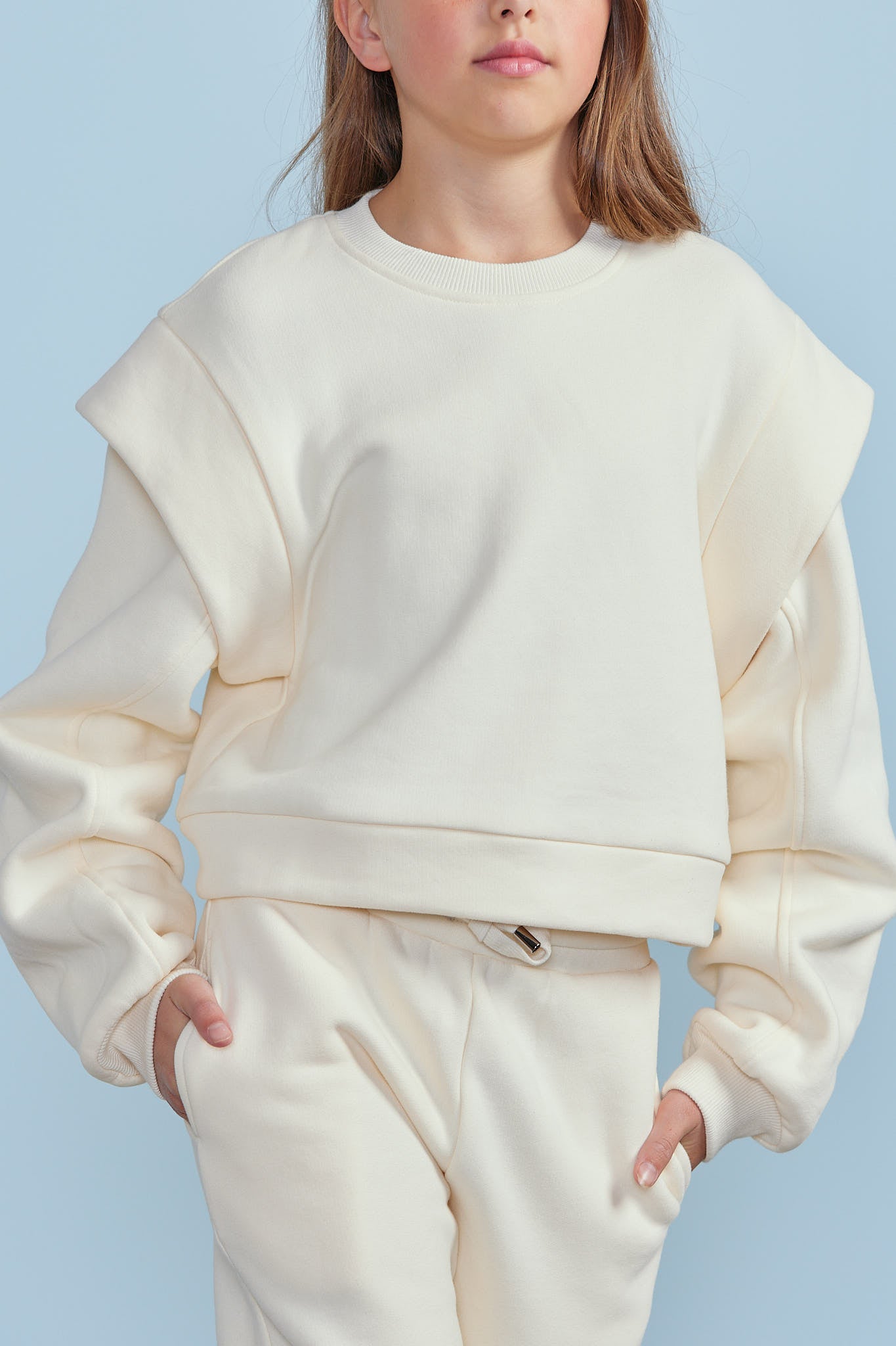 Extended Sleeve Sweat Top - Cream