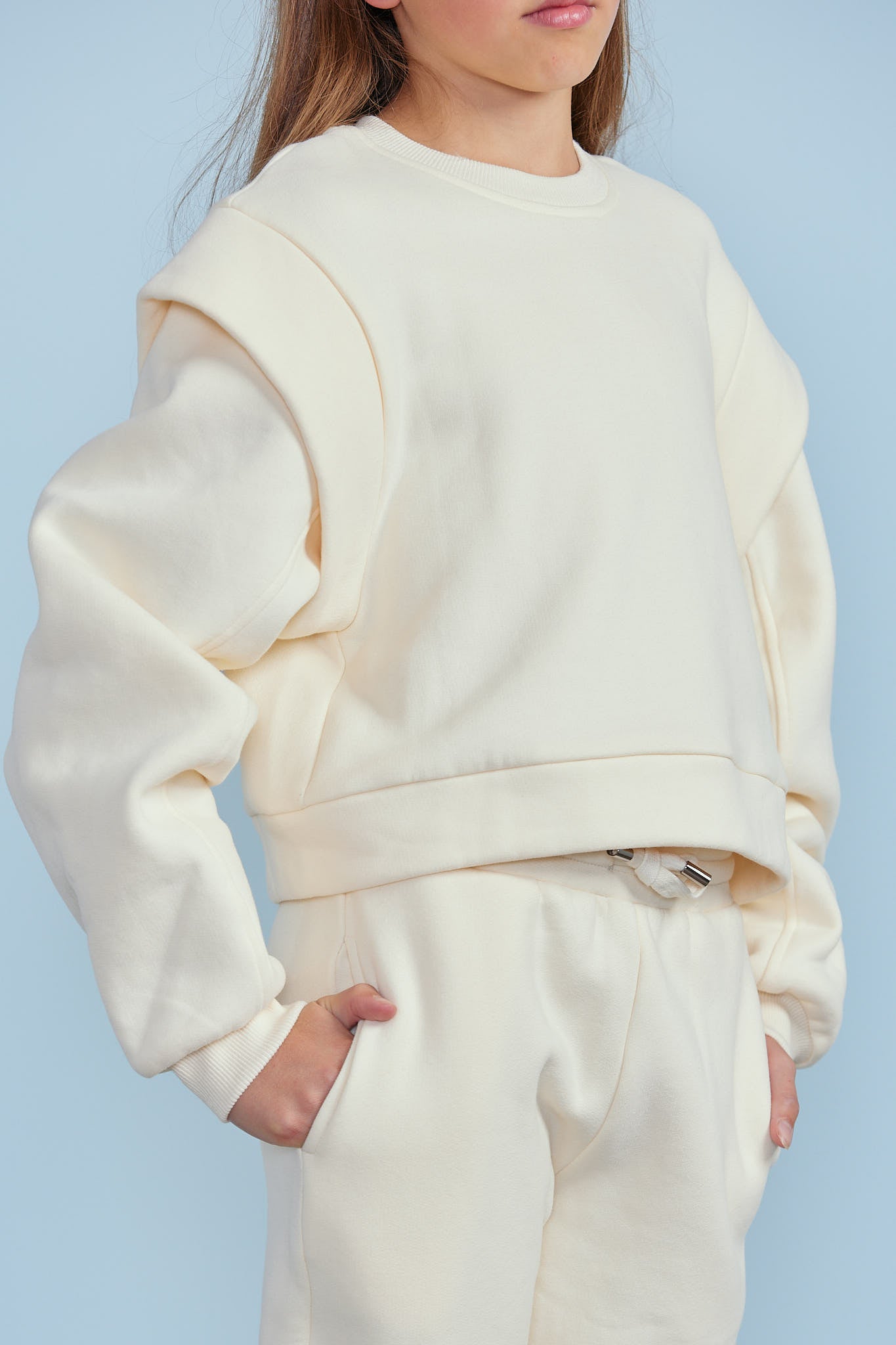 Extended Sleeve Sweat Top - Cream