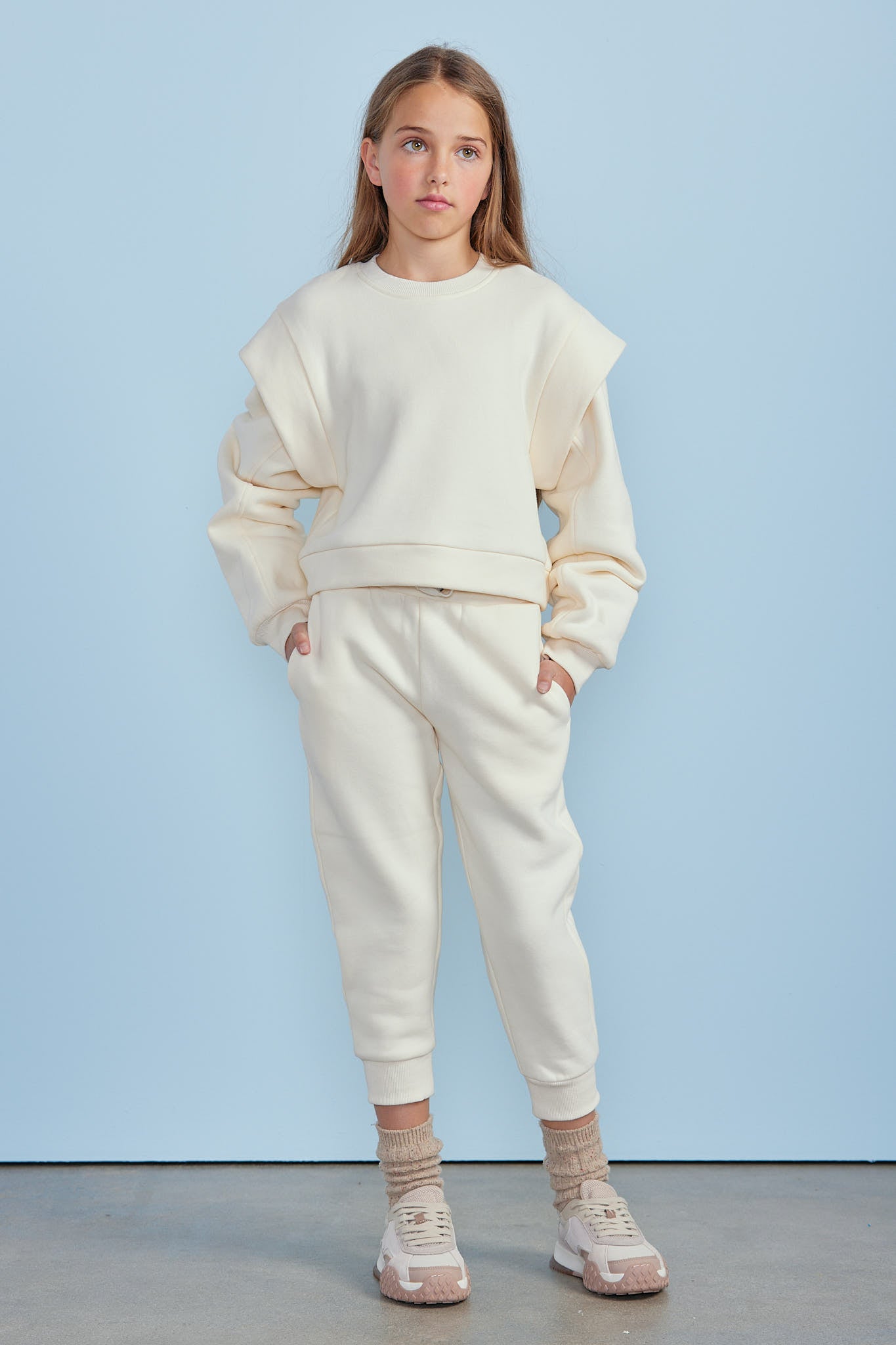 Extended Sleeve Sweat Top - Cream