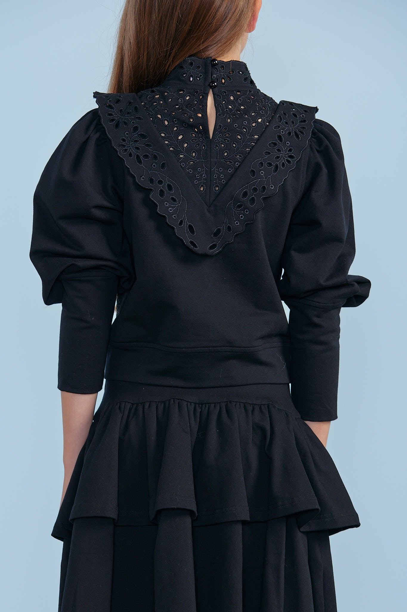Cut Out Embroidered Sweat Top