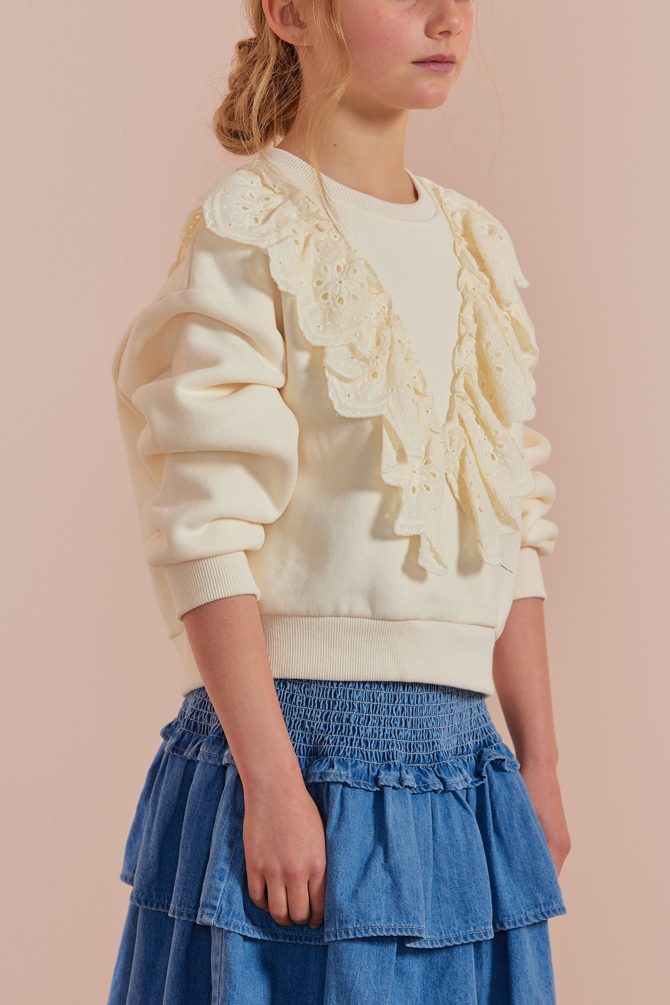 Lace Ruffle Sweat Top