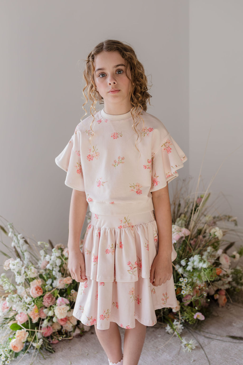 Tiered Printed Sweat Skirt