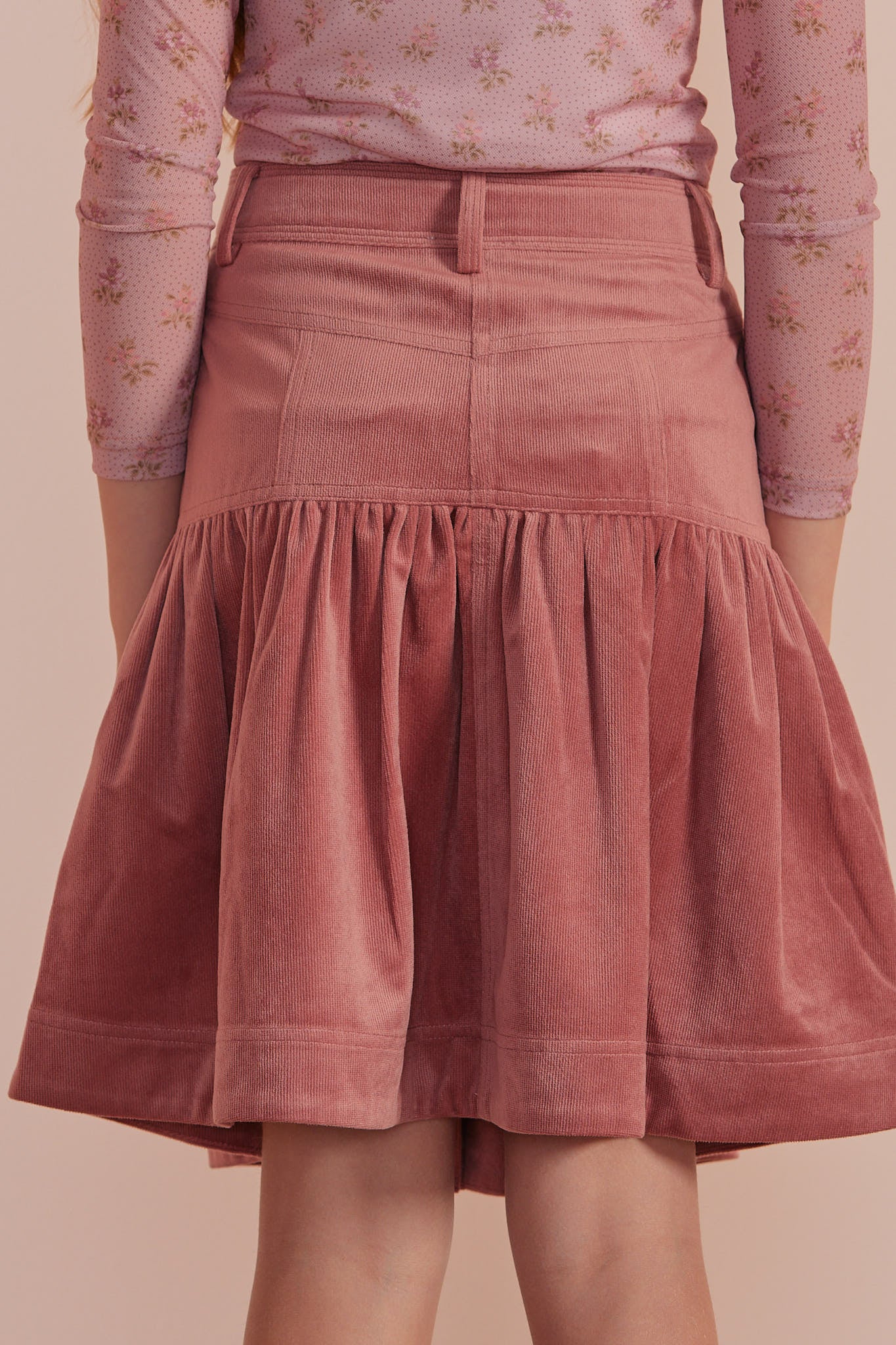 Cord Fit & Flare Skirt - Rose
