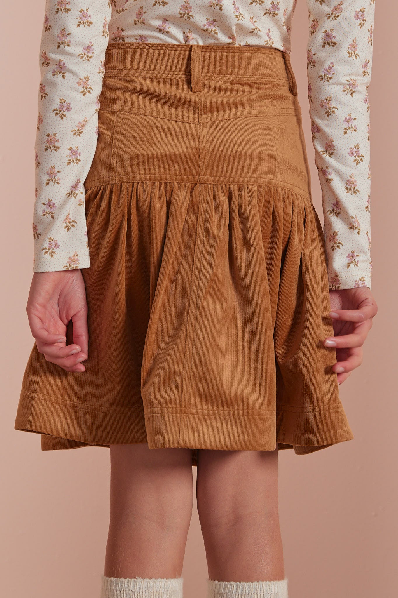 Cord Fit & Flare Skirt - Toffee