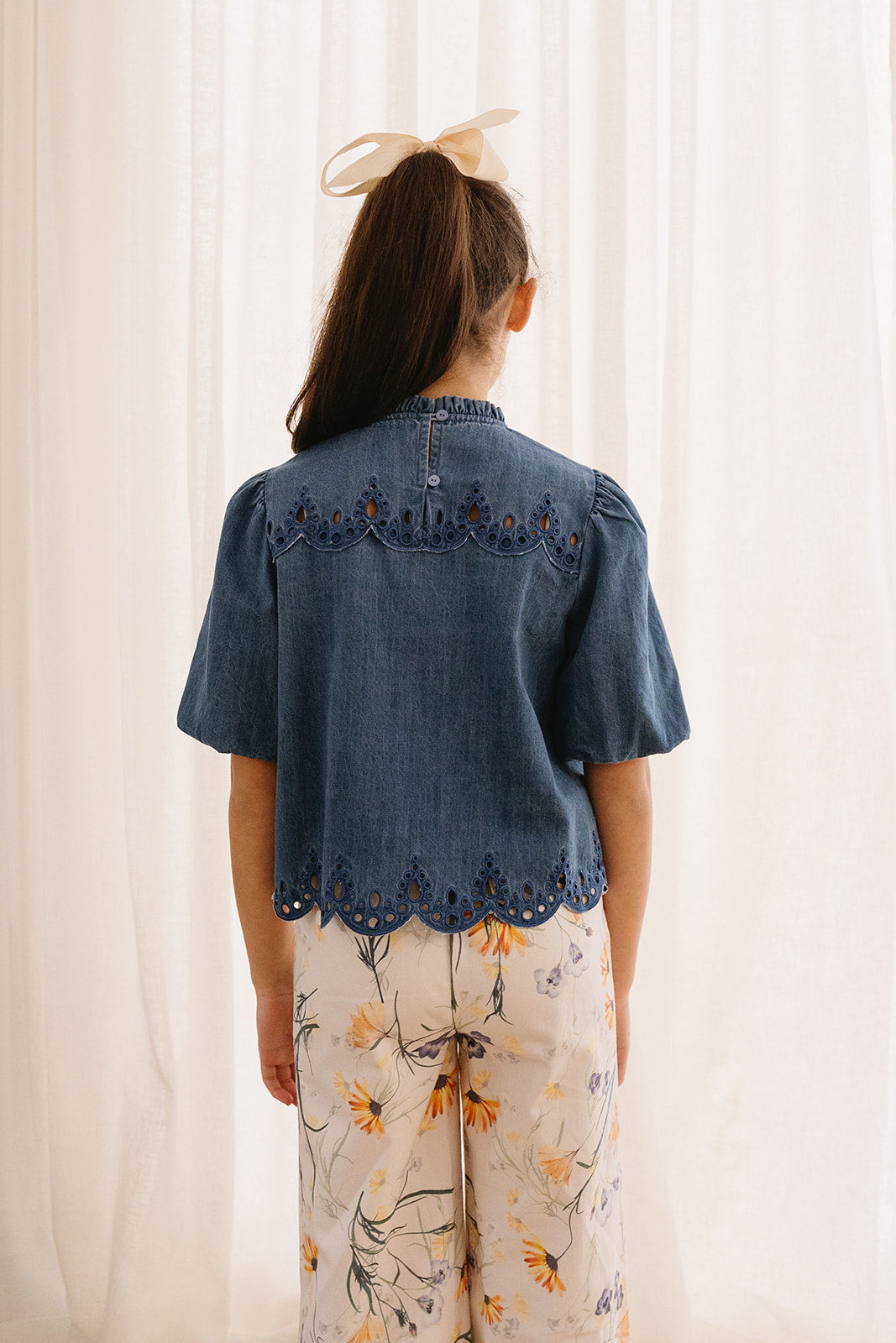 Chambray Cut Out Blouse
