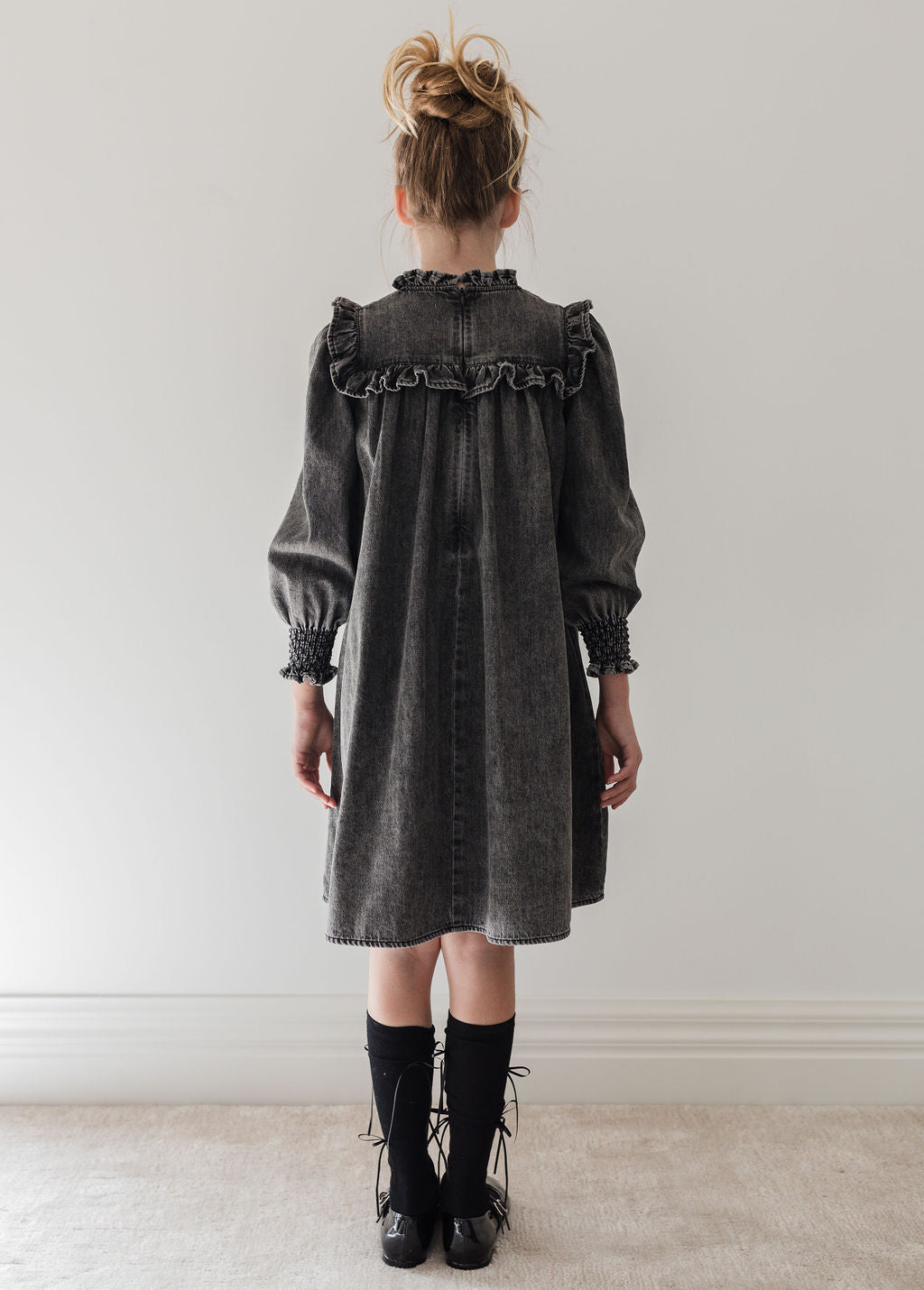 Shirred Chambray Dress