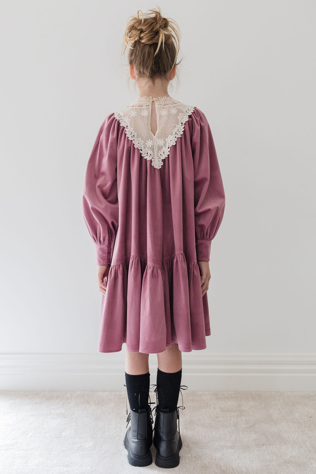 Berry Cord Dress with Applique