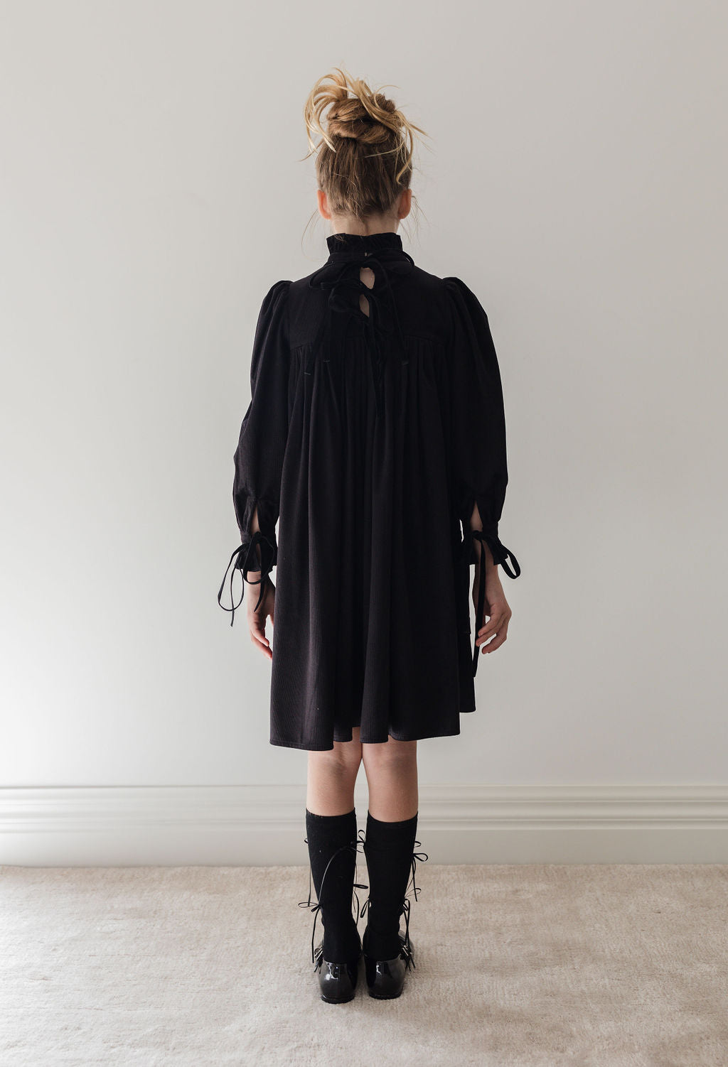 Black Cord Dress with Ribbons
