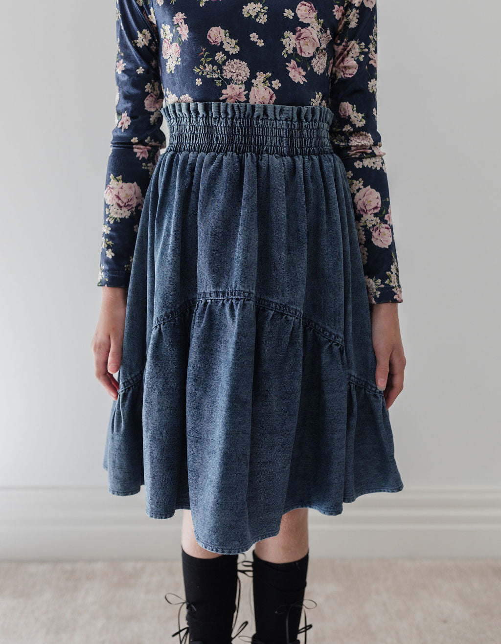 Vintage Wash Chambray Full Skirt