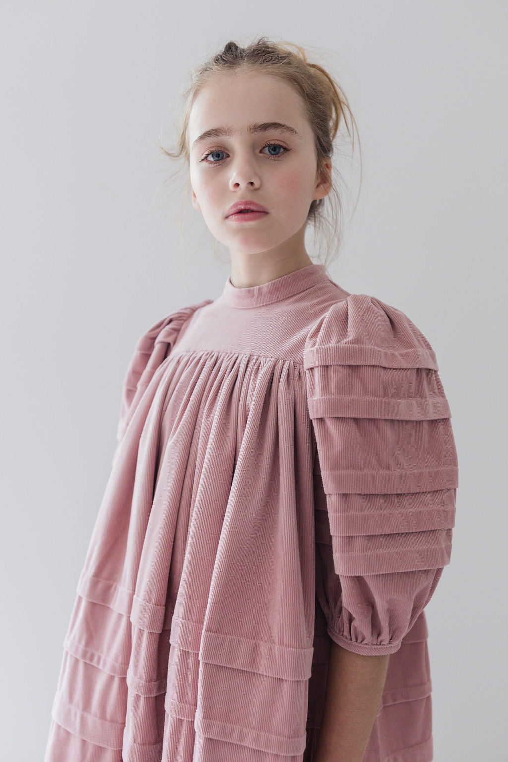 Dusty Lilac Cord Dress with Pleats