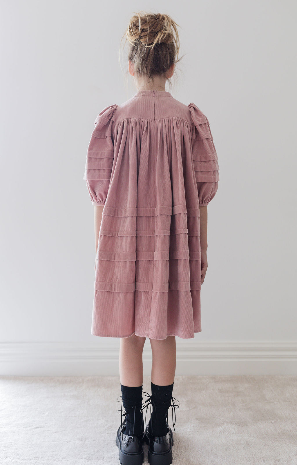 Dusty Lilac Cord Dress with Pleats