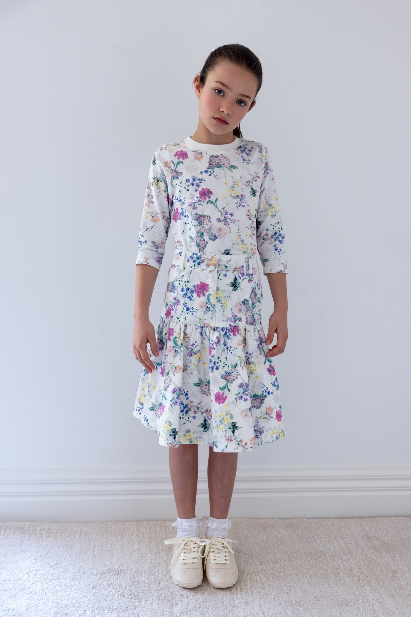 Garden Print Denim Skirt