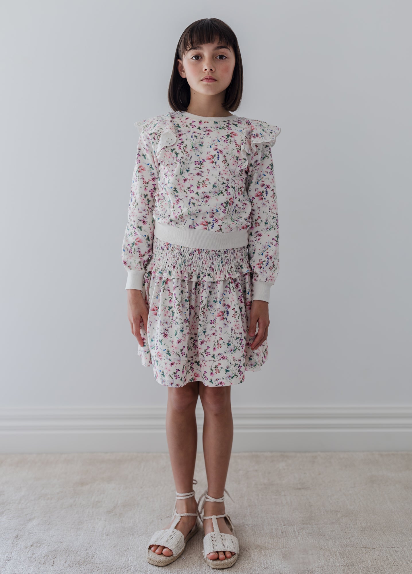 Whispy Floral Print Sweat Top